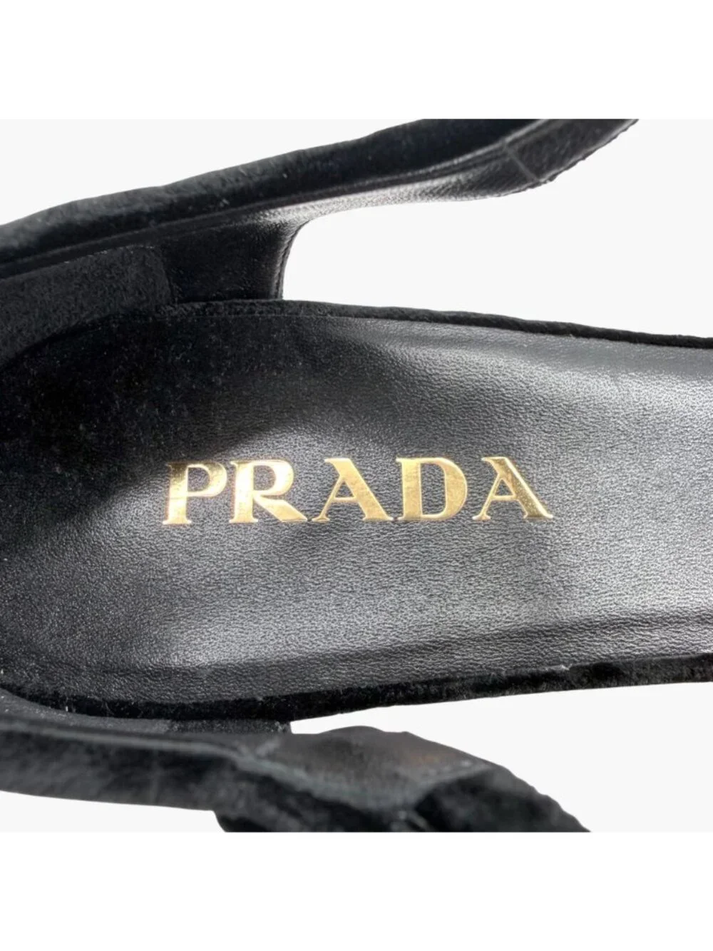 Prada Triangle Logo Platform Pumps Heels Sandals Black Velvet Size 41 US 11